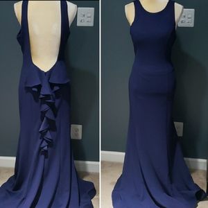 Sequin Hearts Open Back Navy Gown Size 13